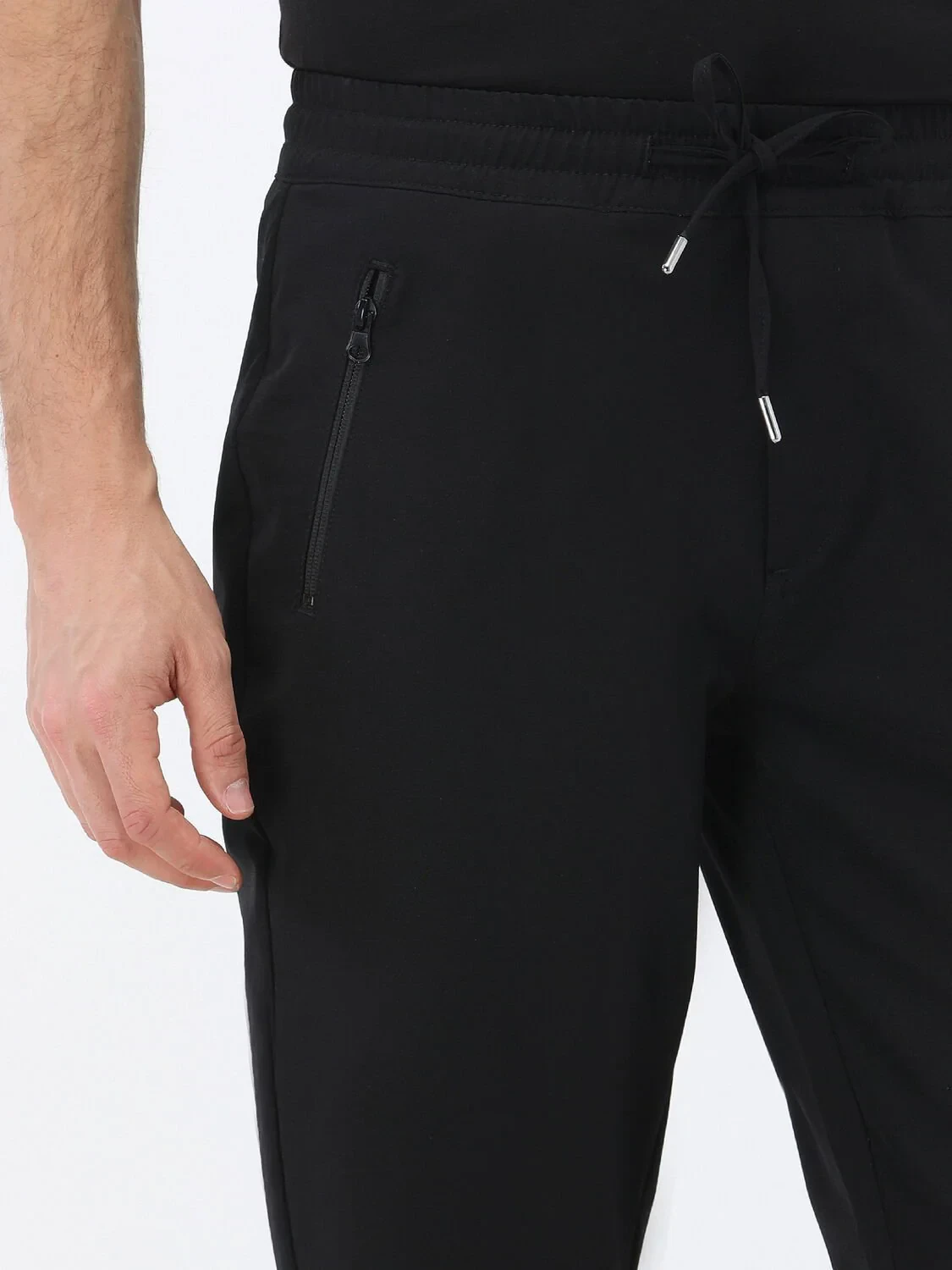 Black Knitting Jogging Fit Casual Trousers - 3