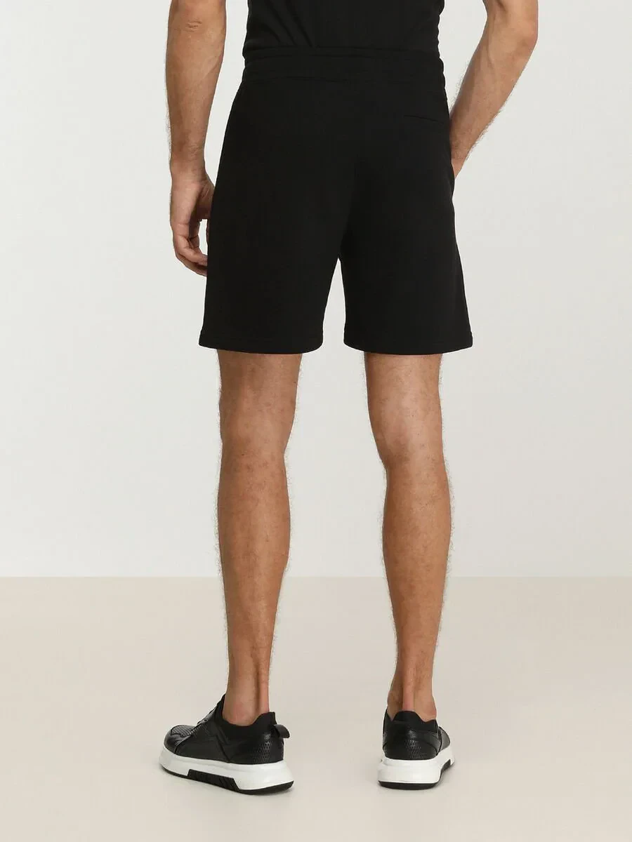 Black Knitting Jogging Fit Sport Cotton Blended Bermuda - 4