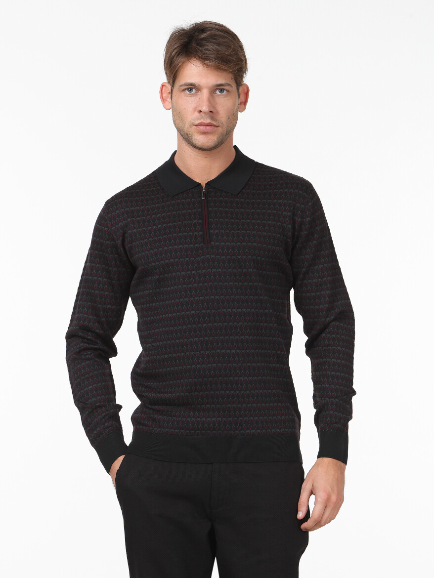 Black Knitwear Sweatshirt - 1