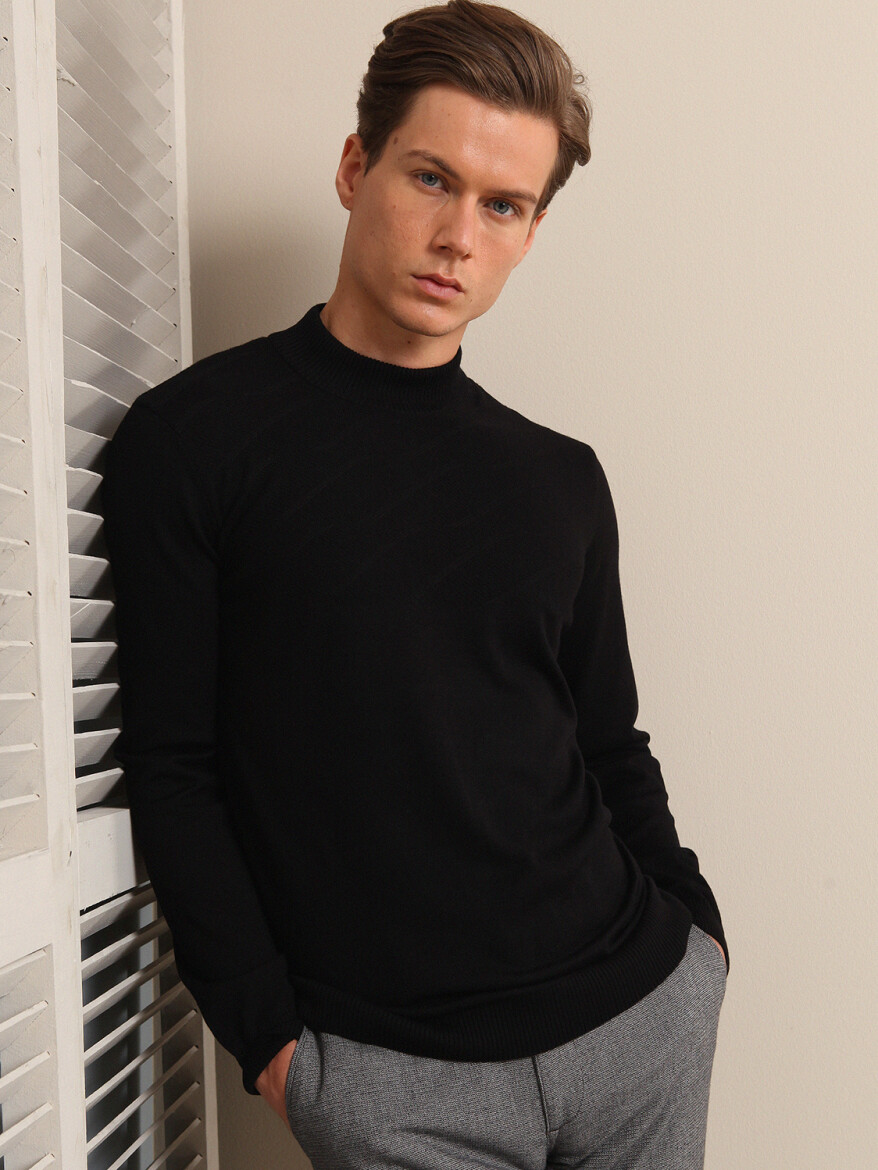 Black Knitwear Sweatshirt - 1