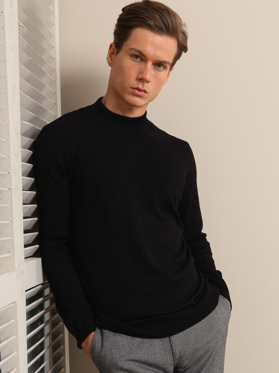 Black Knitwear Sweatshirt - 1