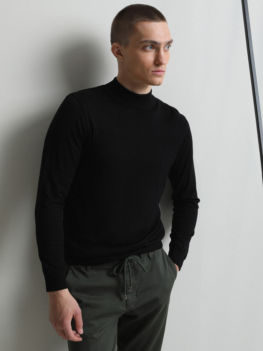Black Knitwear Sweatshirt - 4
