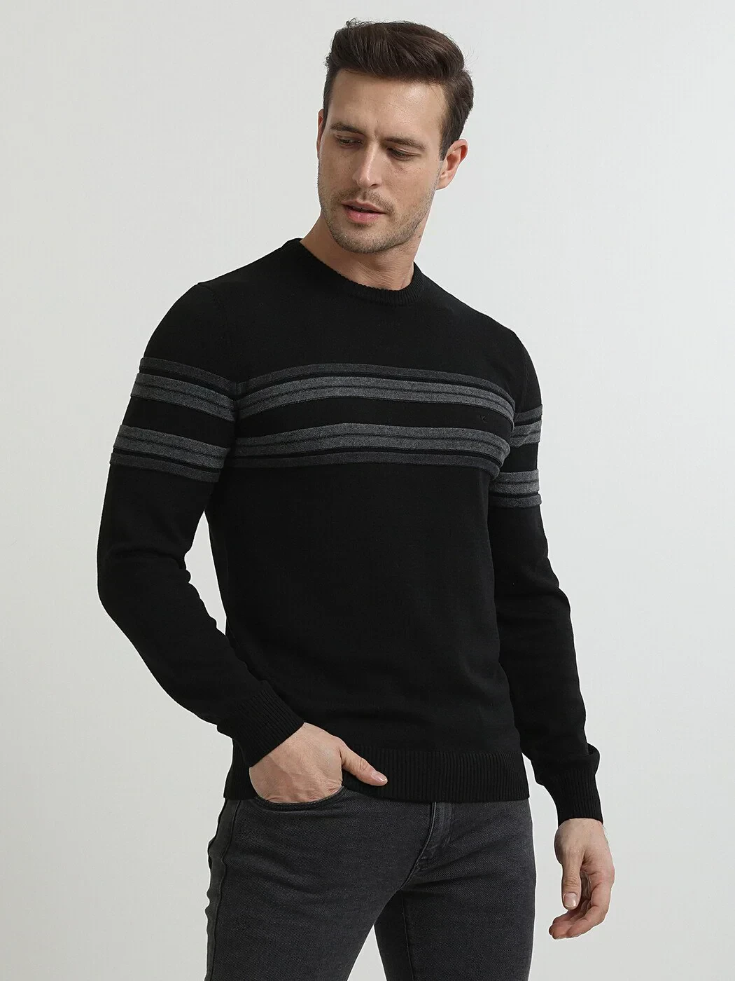 Black Knitwear Sweatshirt - 1