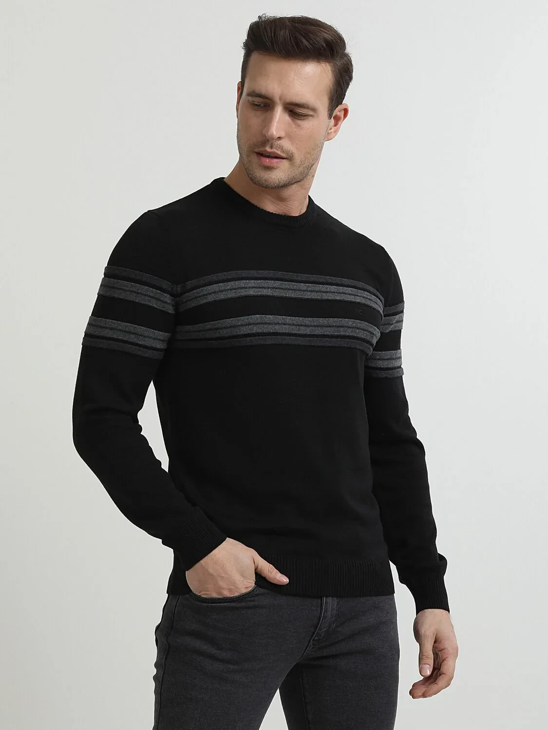 Black Knitwear Sweatshirt - 1