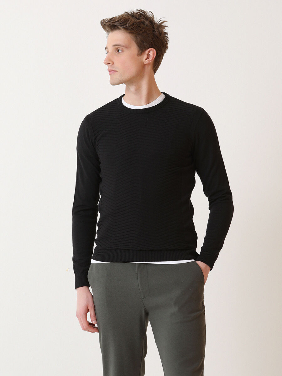 Black Knitwear Sweatshirt - 1