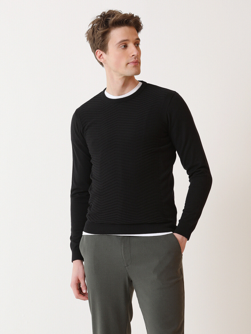 Black Knitwear Sweatshirt - 3