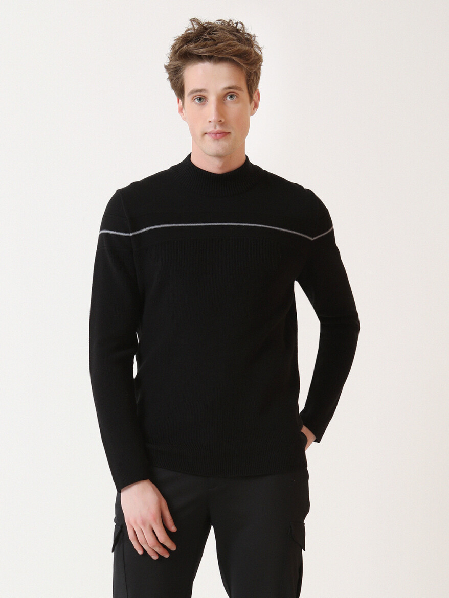 Black Knitwear Sweatshirt - 1