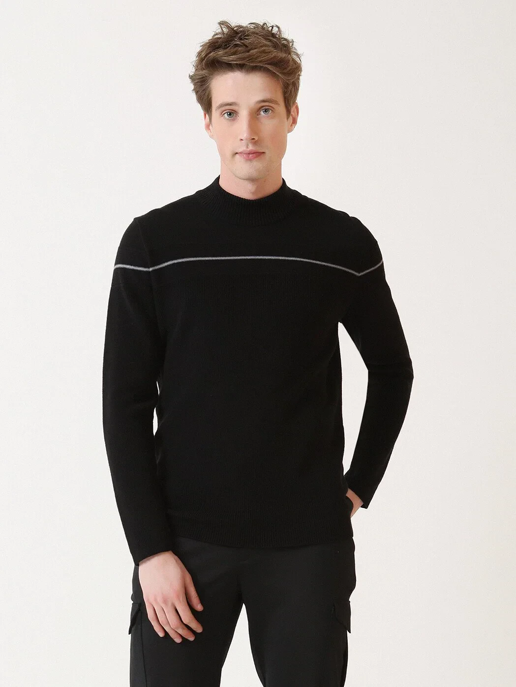 Black Knitwear Sweatshirt - 1