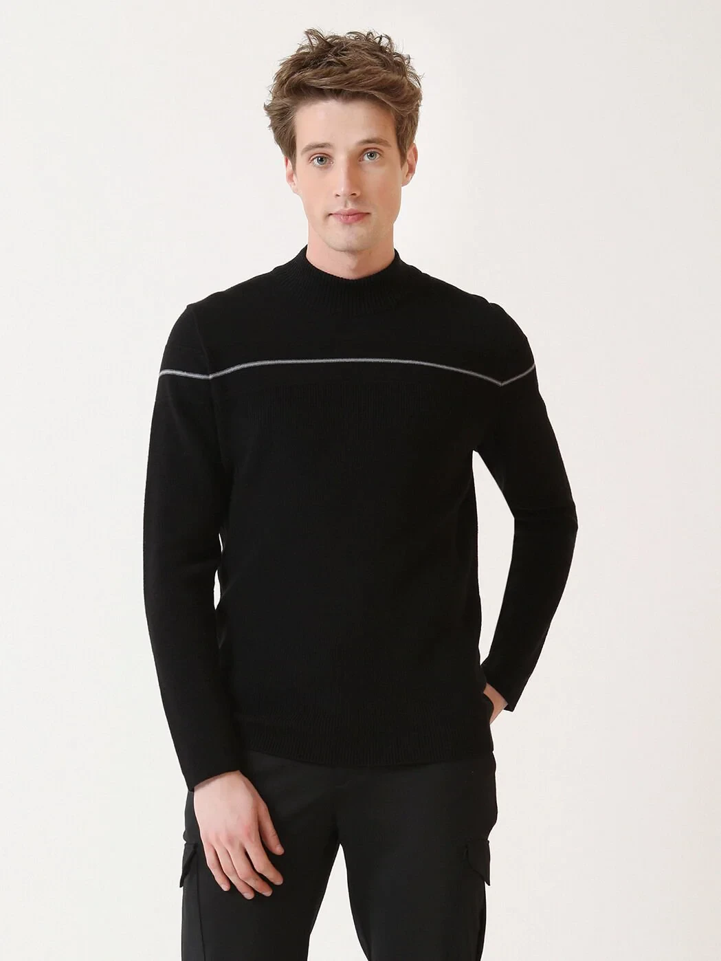 Black Knitwear Sweatshirt - 1