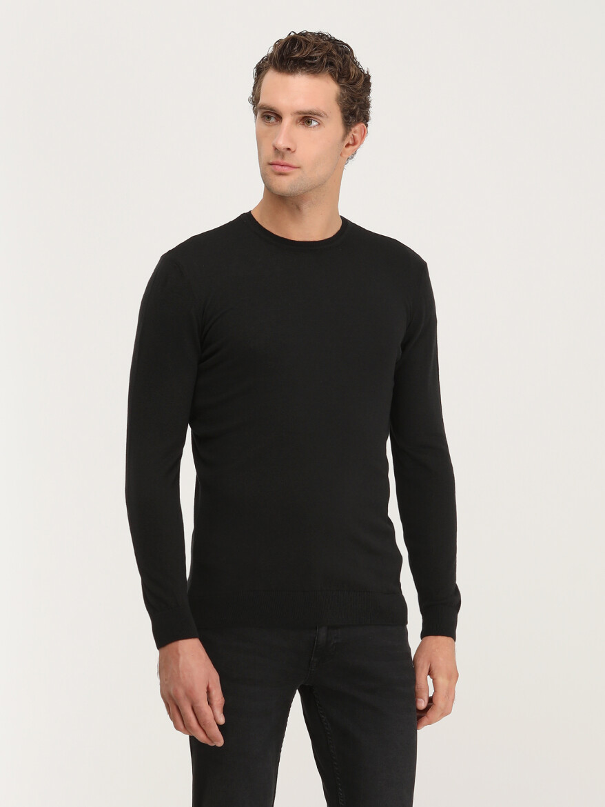 Black Knitwear Sweatshirt - 1