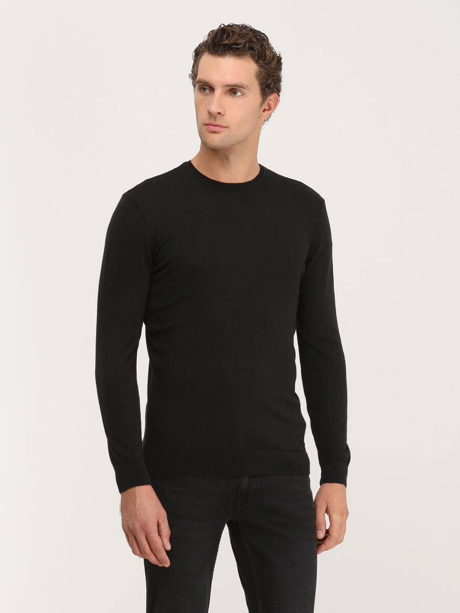 Black Knitwear Sweatshirt - 1