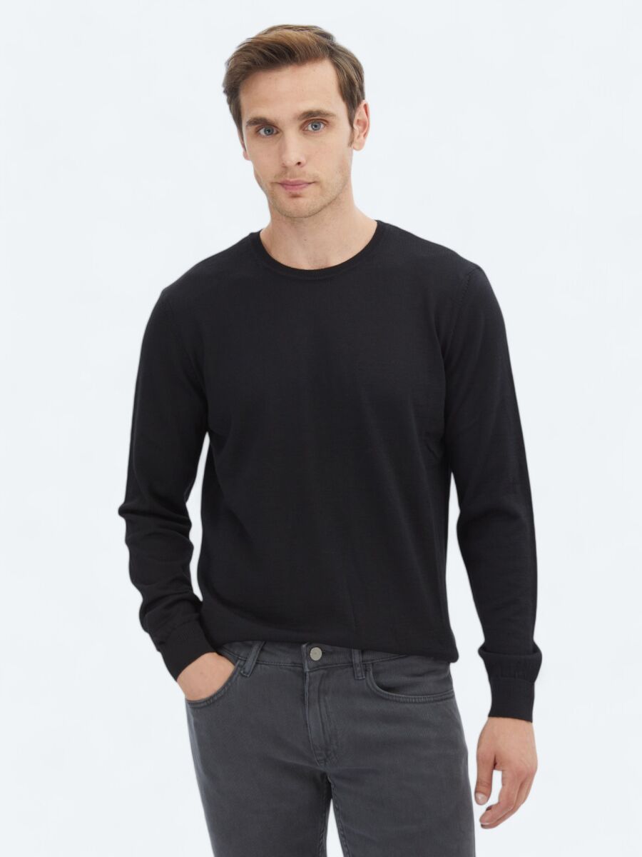 Black Knitwear Sweatshirt - 1