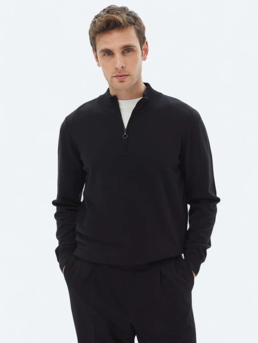 Black Knitwear Sweatshirt - 1