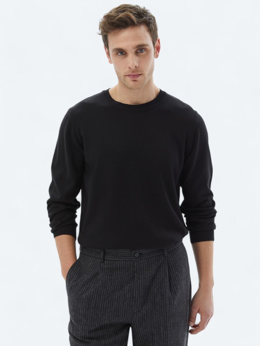 Black Knitwear Sweatshirt - 1