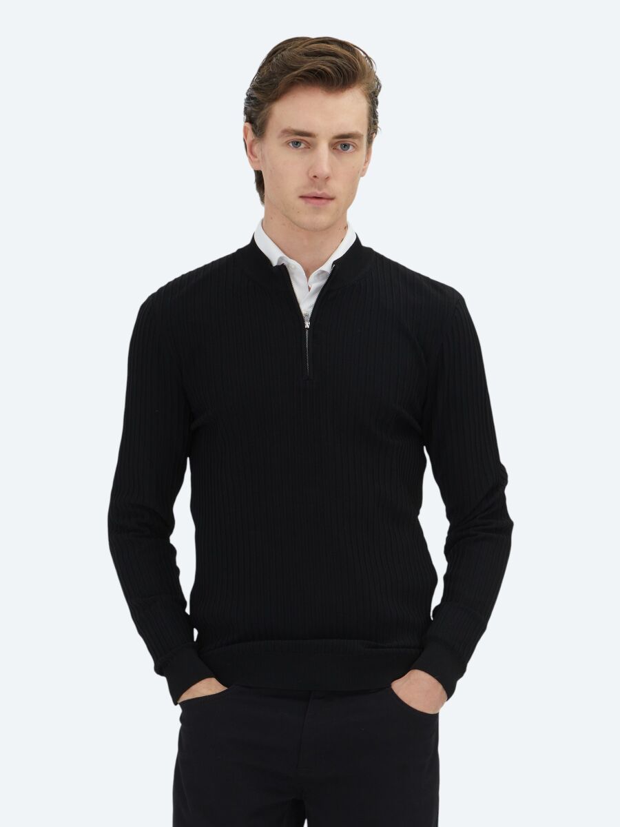 Black Knitwear Sweatshirt - 1