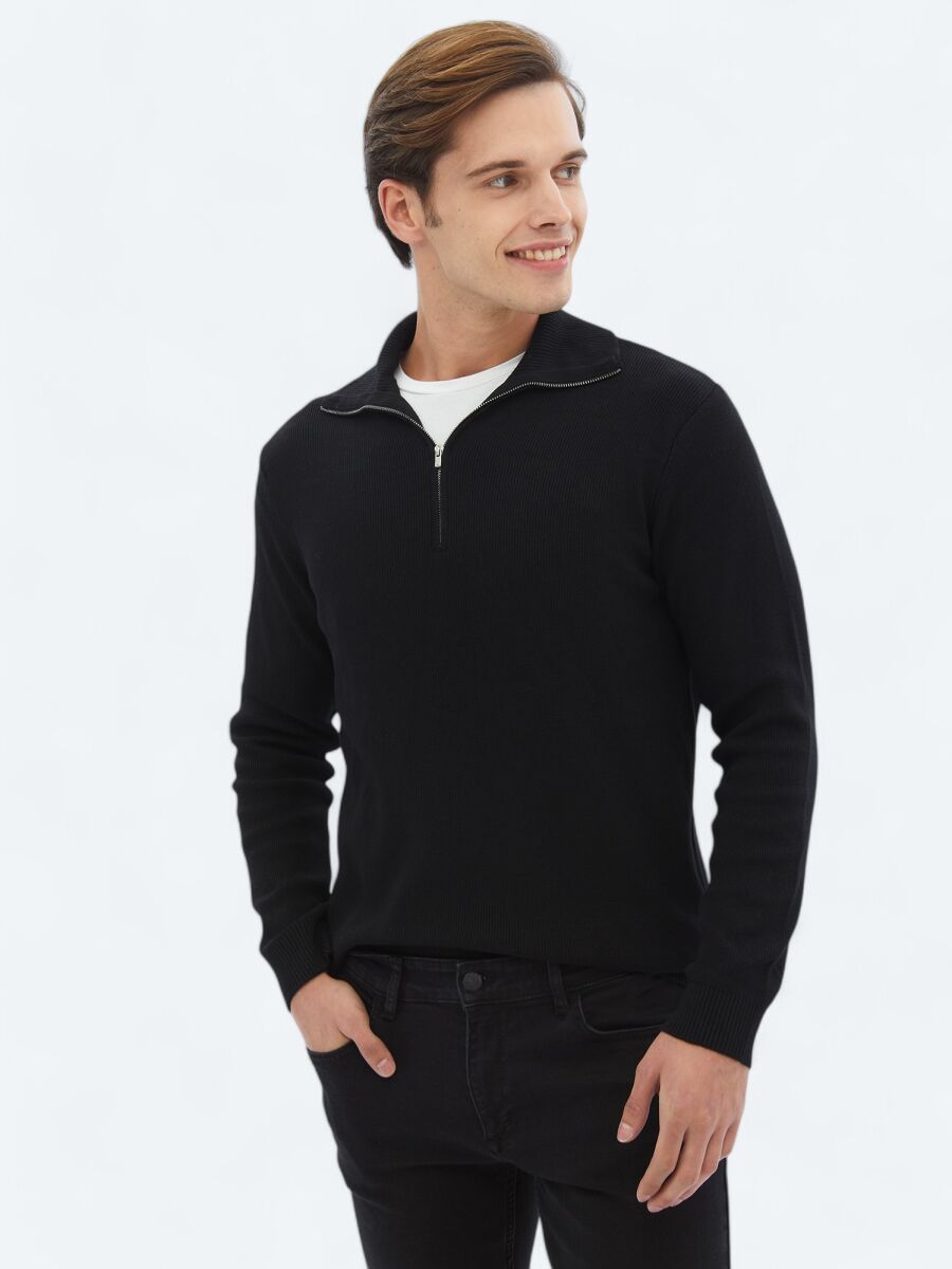 Black Knitwear Sweatshirt - 1