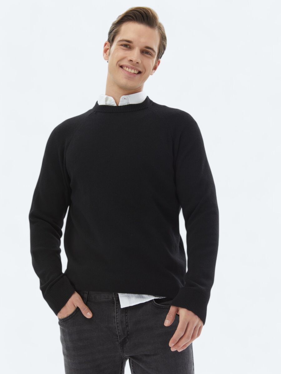 Black Knitwear Sweatshirt - 1