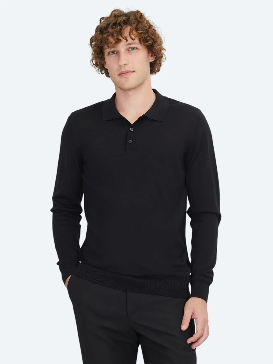 Black Knitwear Sweatshirt - 1