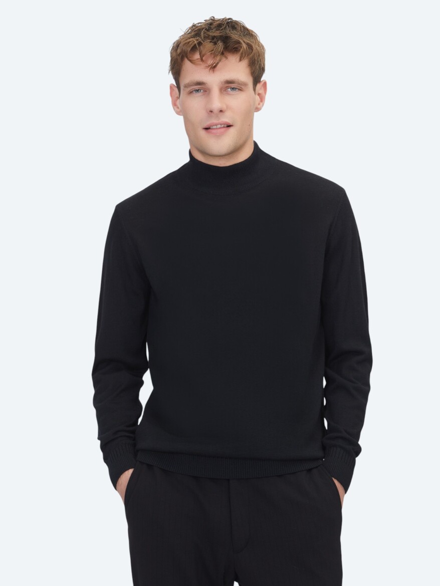 Black Knitwear Sweatshirt - 1