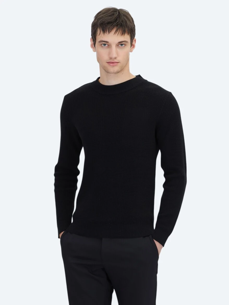 Black Knitwear Sweatshirt - 1