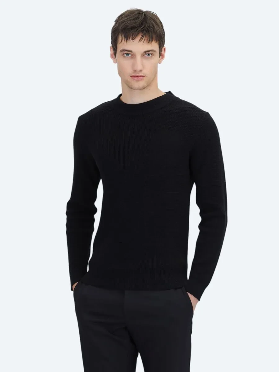 Black Knitwear Sweatshirt - 1
