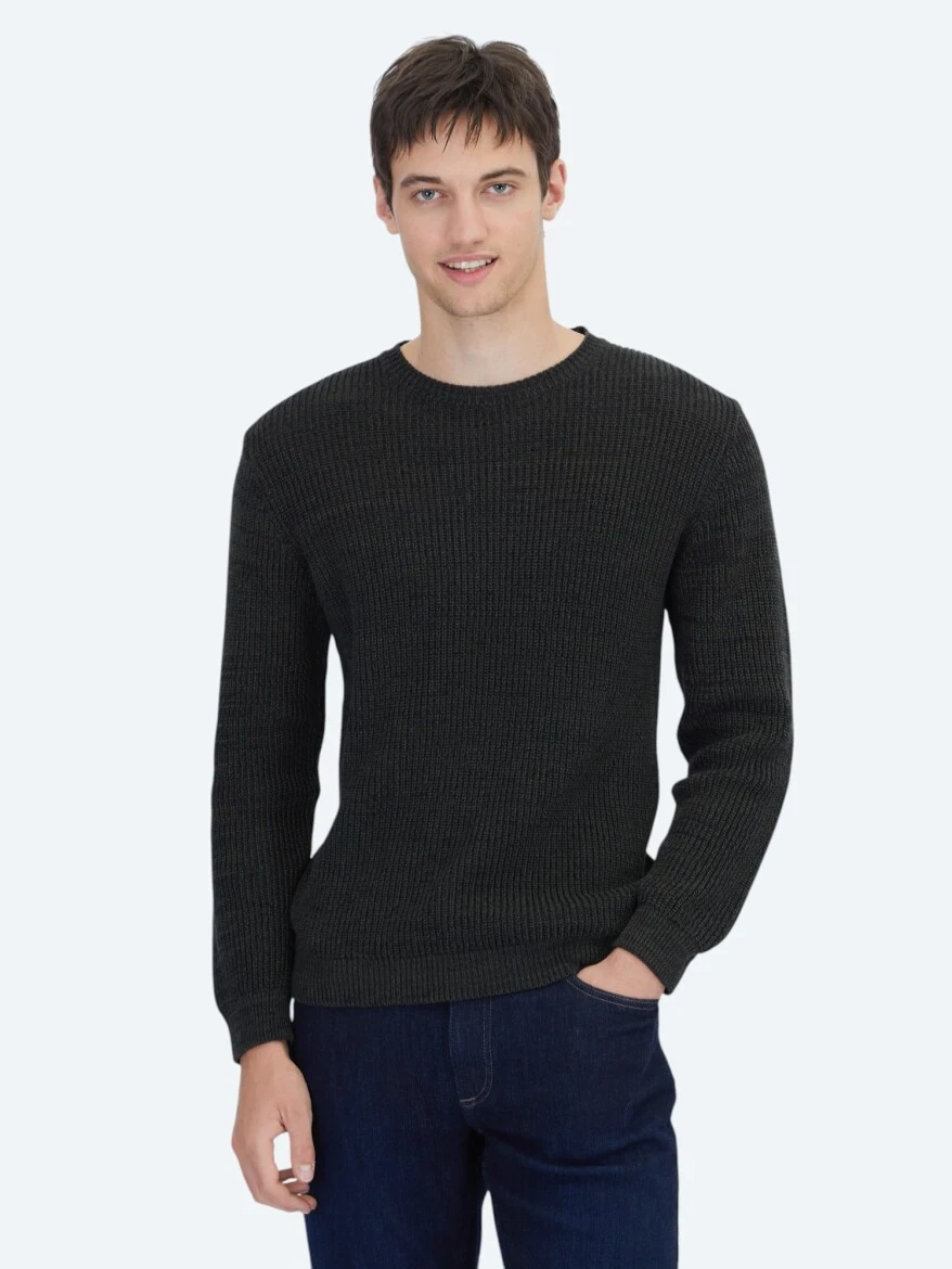 Black Knitwear Sweatshirt - 1