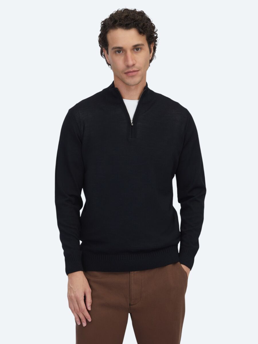 Black Knitwear Sweatshirt - 1