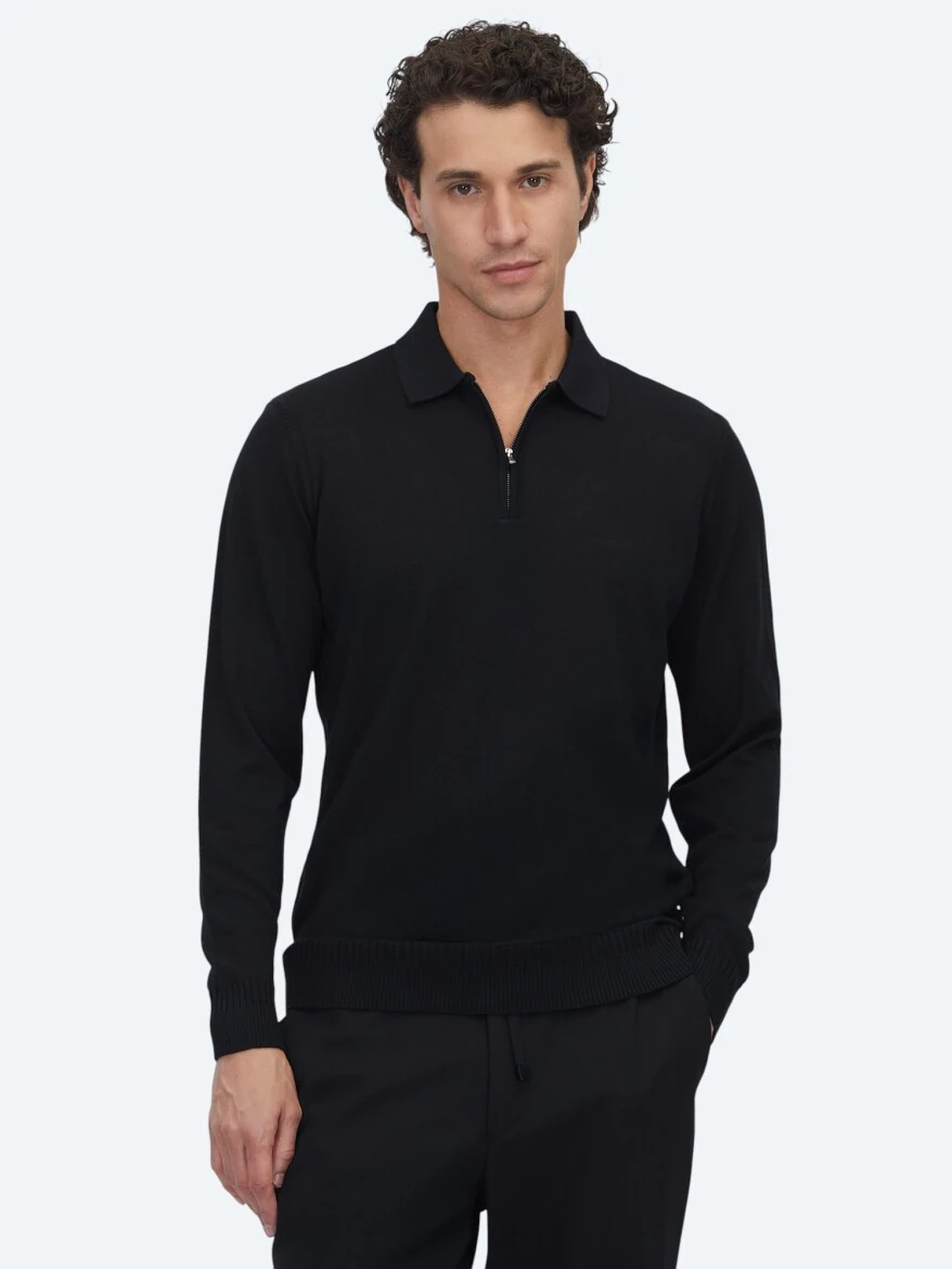Black Knitwear Sweatshirt - 1