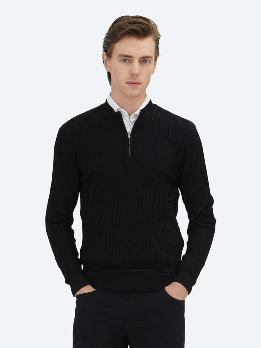 Black Knitwear Sweatshirt - 1