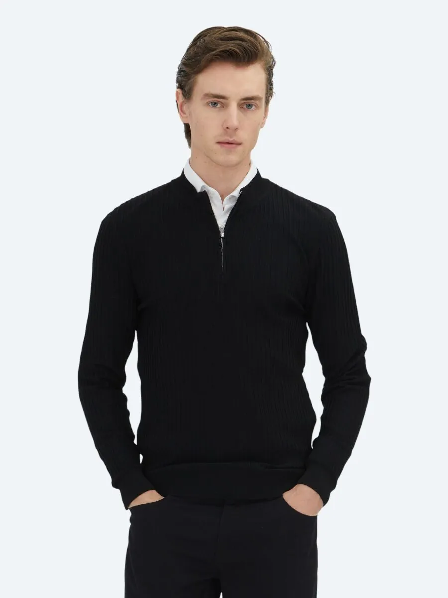 Black Knitwear Sweatshirt - 1
