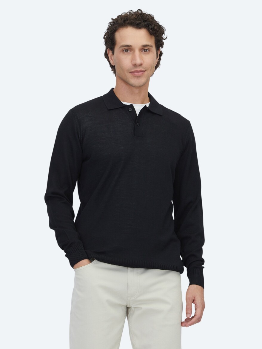 Black Knitwear Sweatshirt - 1