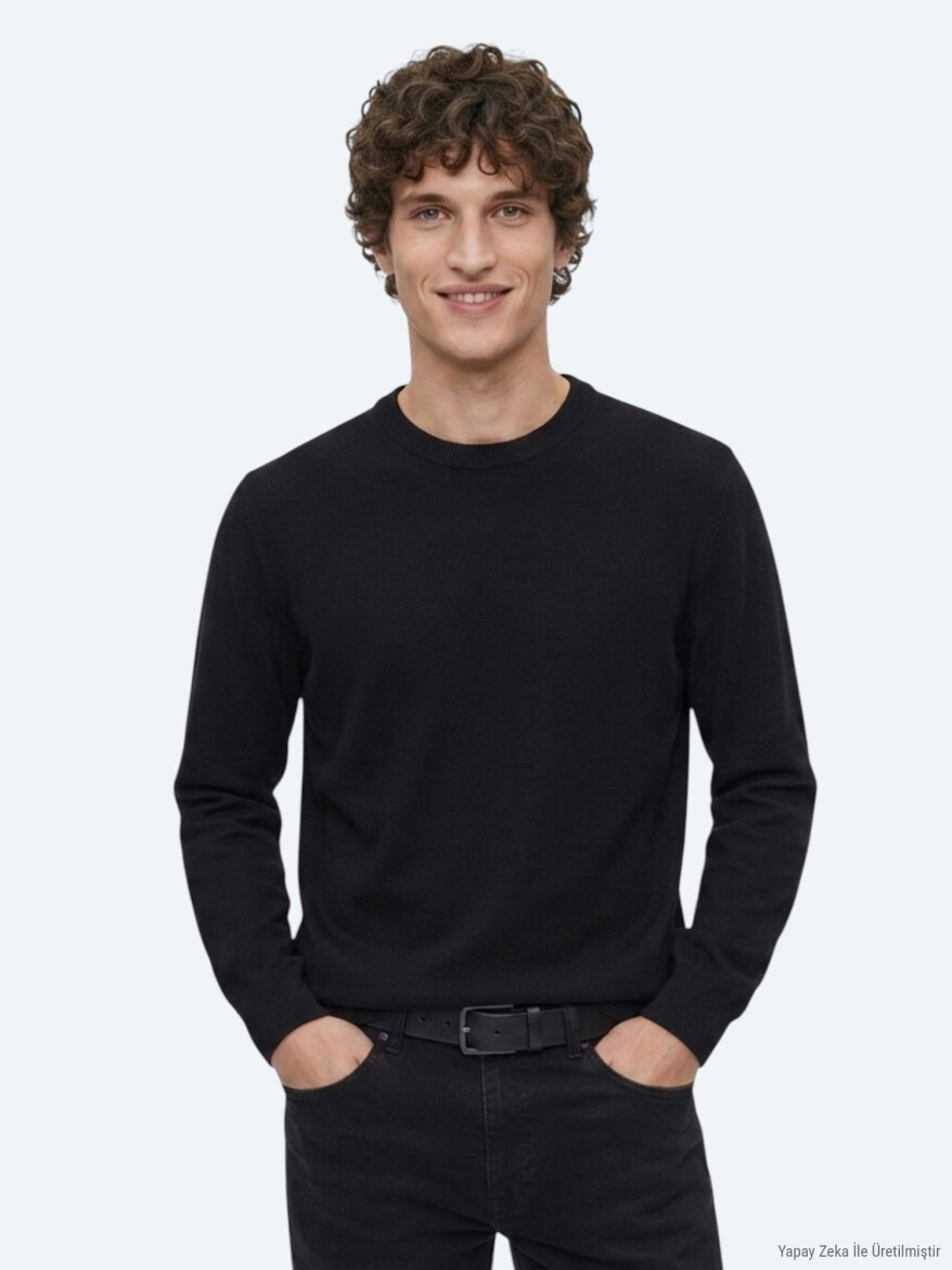 Black Knitwear Sweatshirt - 1