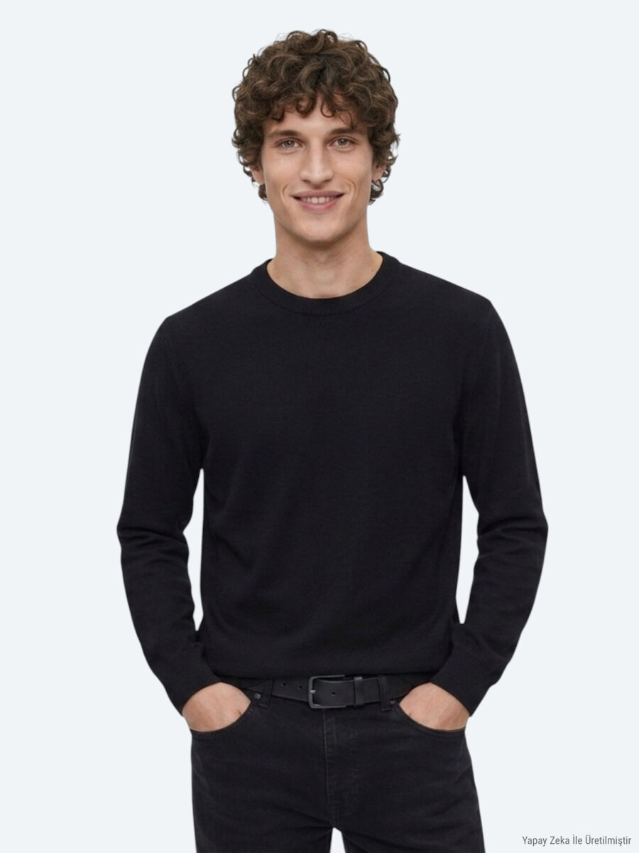 Black Knitwear Sweatshirt - 1