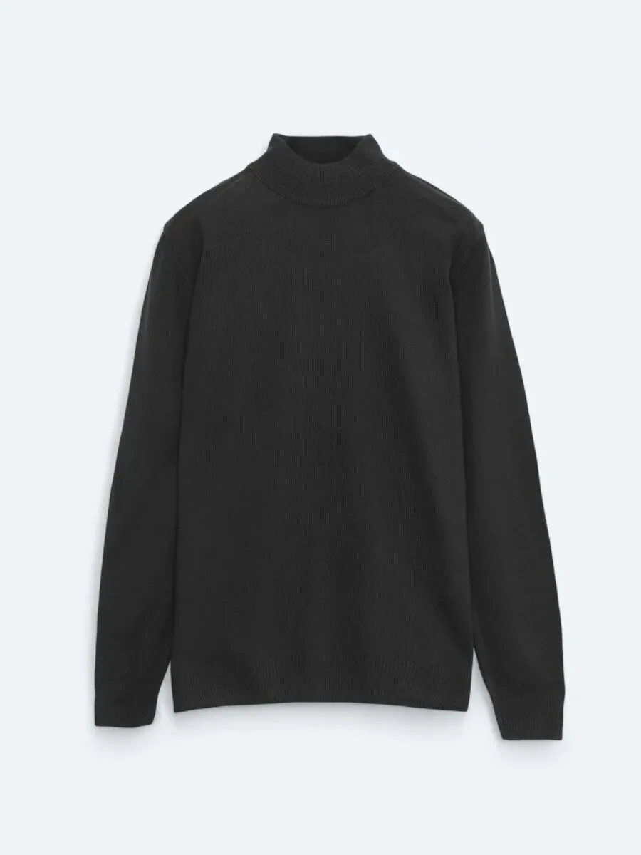 Black Knitwear Sweatshirt - 1
