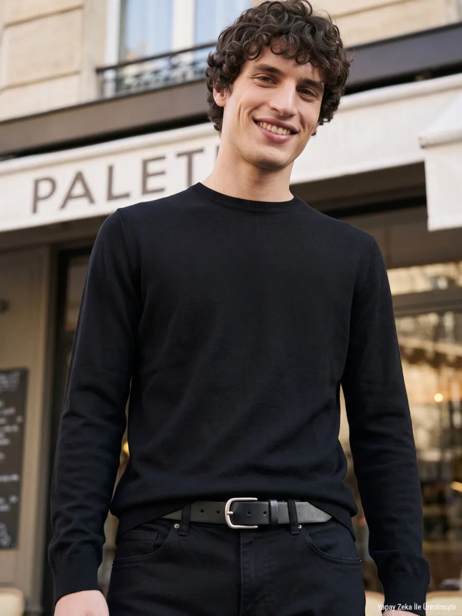 Black Knitwear Sweatshirt - 2