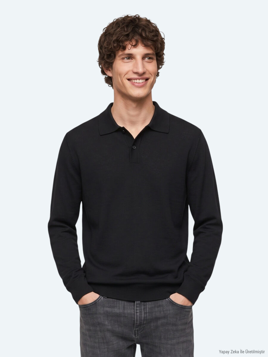 Black Knitwear Sweatshirt - 1