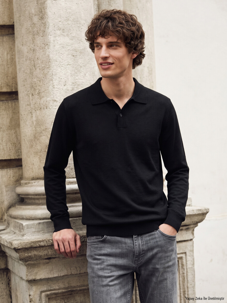 Black Knitwear Sweatshirt - 2
