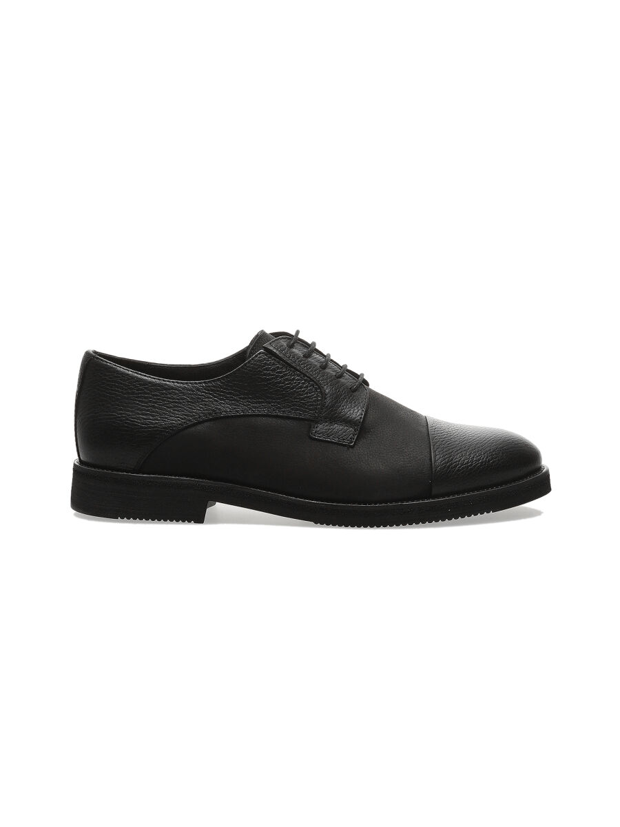 Black Leather Casual Shoes - 1