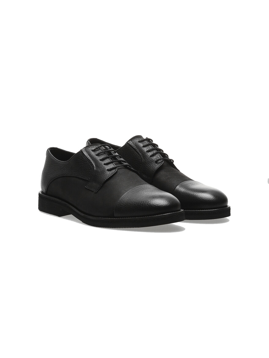 Black Leather Casual Shoes - 2
