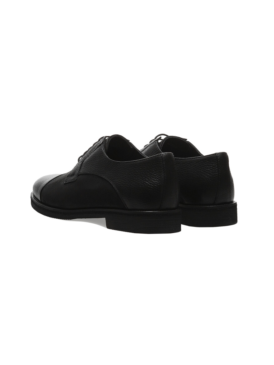 Black Leather Casual Shoes - 4