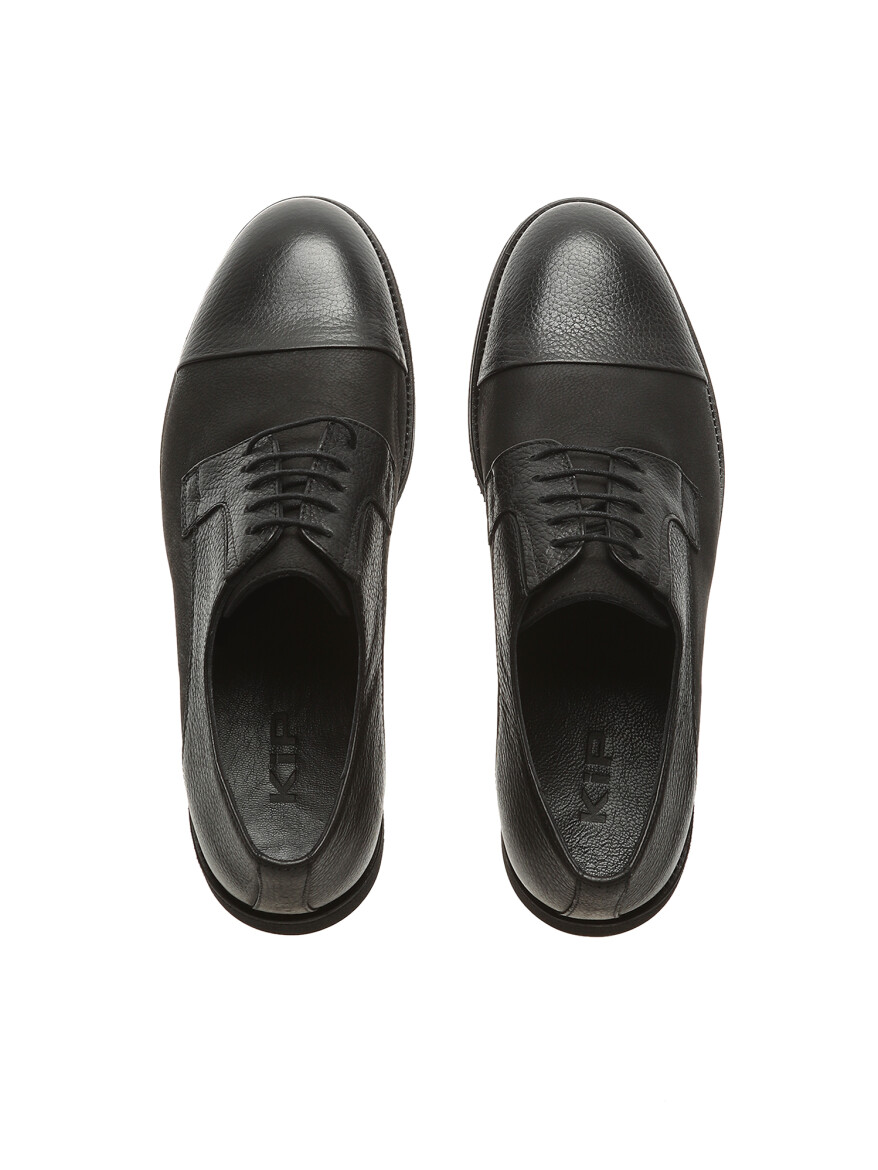 Black Leather Casual Shoes - 5
