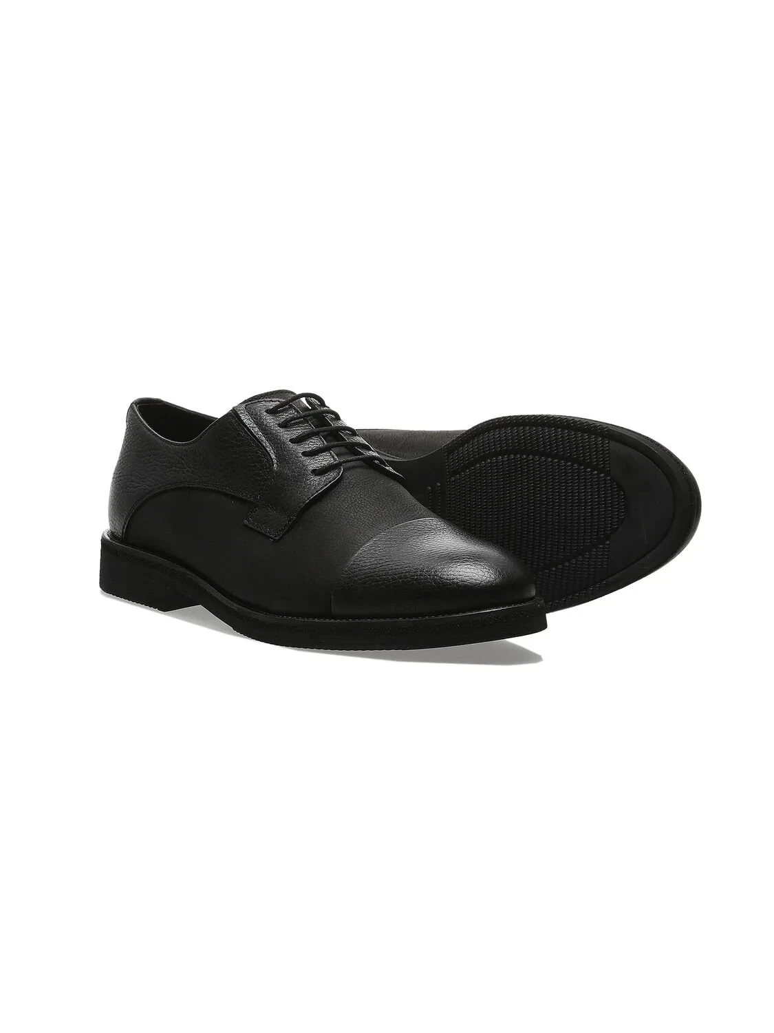 Black Leather Casual Shoes - 3