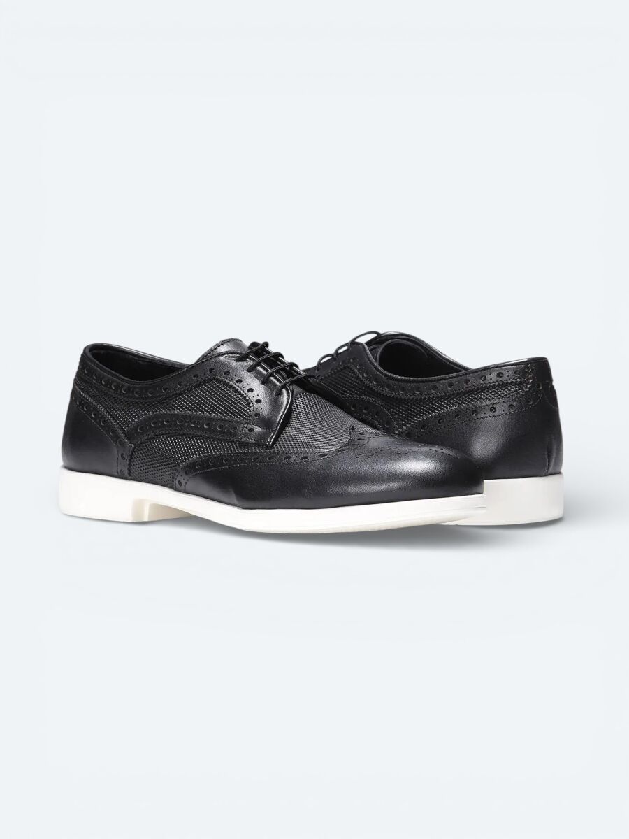 Black Leather Casual Shoes - 3