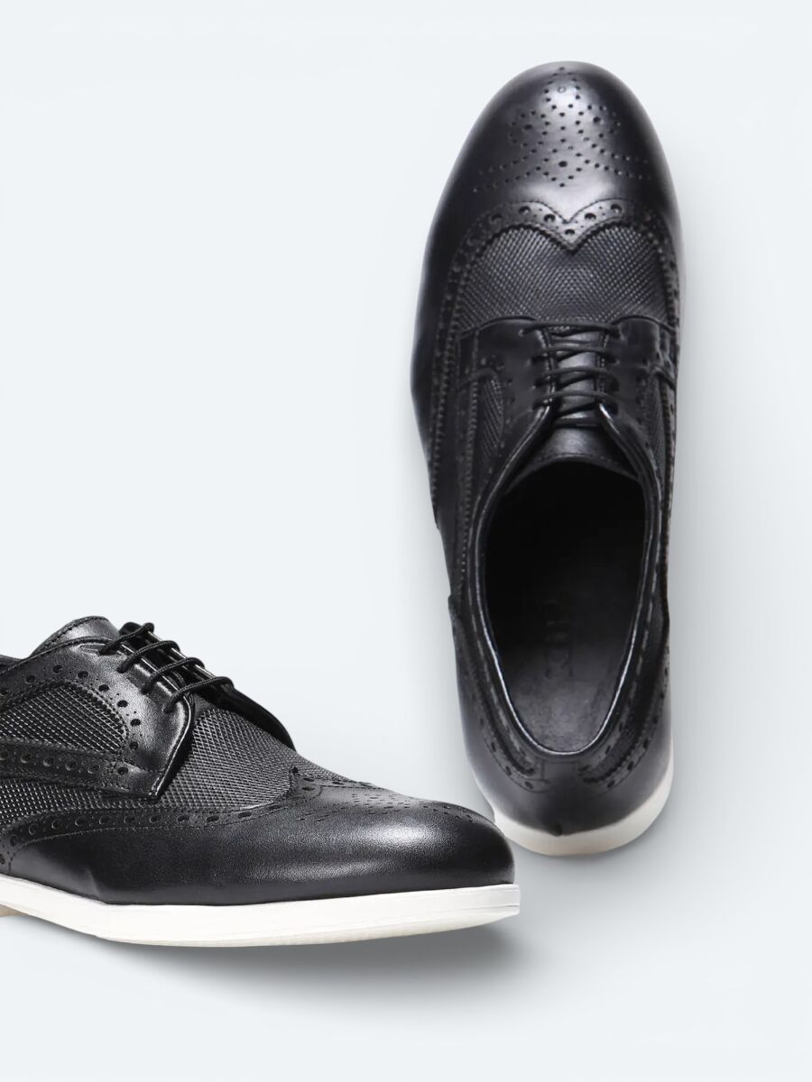 Black Leather Casual Shoes - 4