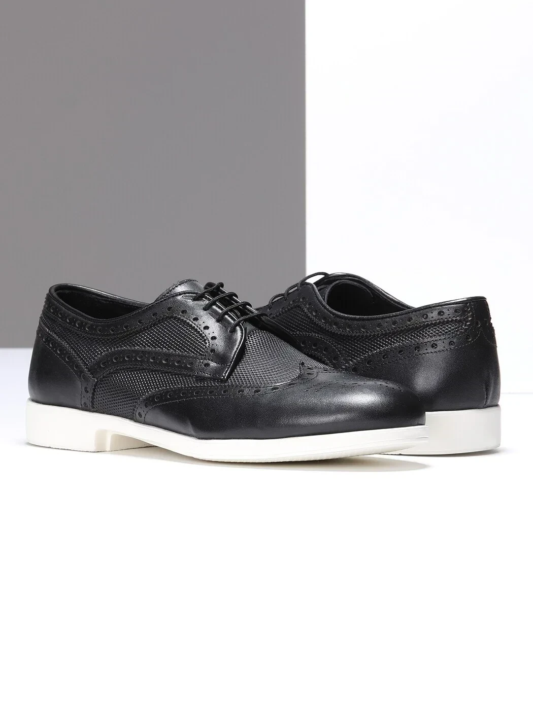 Black Leather Casual Shoes - 3