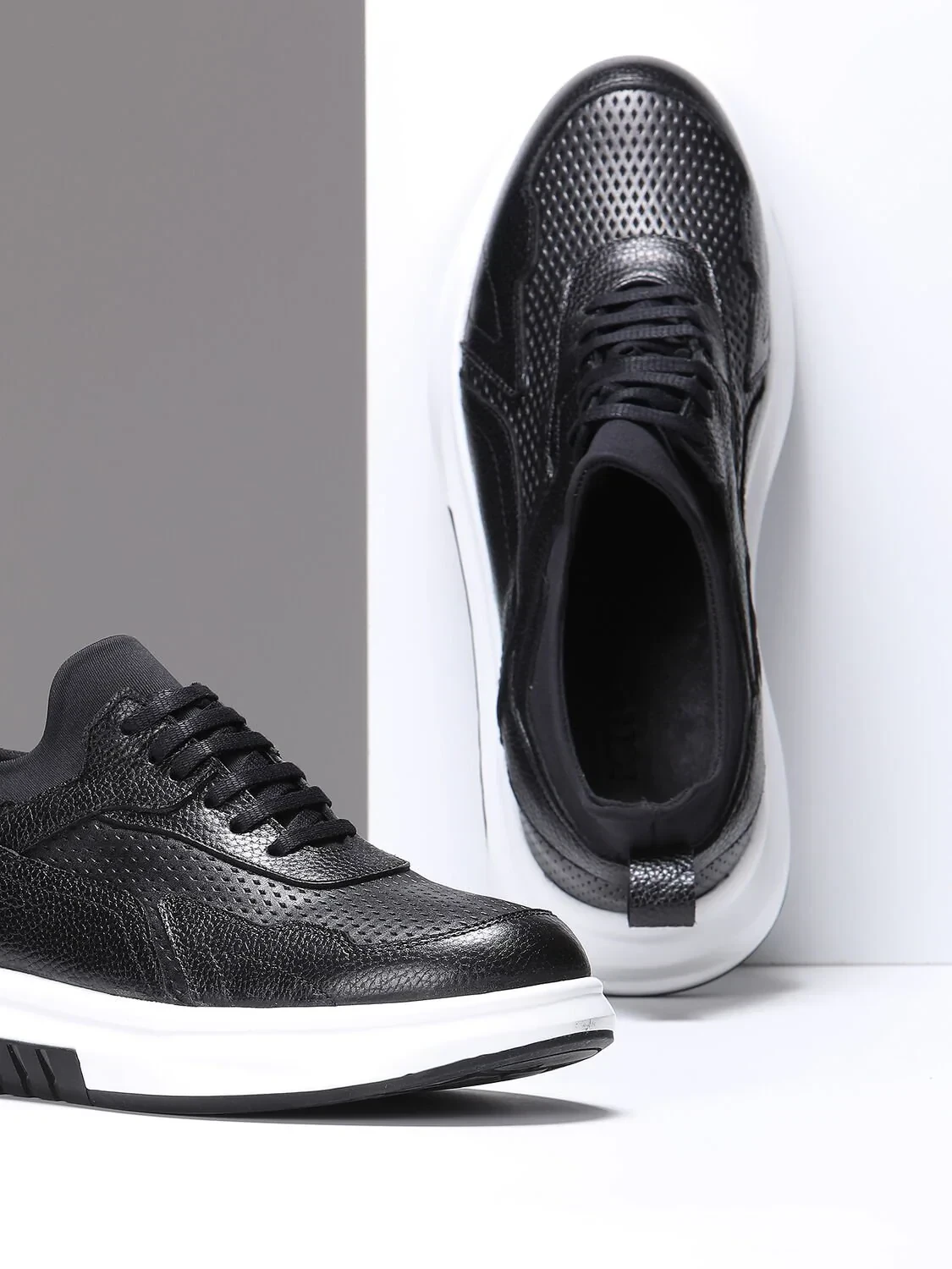 Black Leather Casual Sneaker - 4