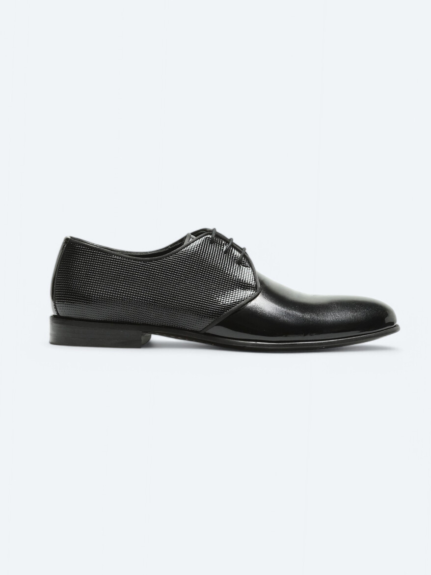 Black Leather Classical Dress Shoes - KİP