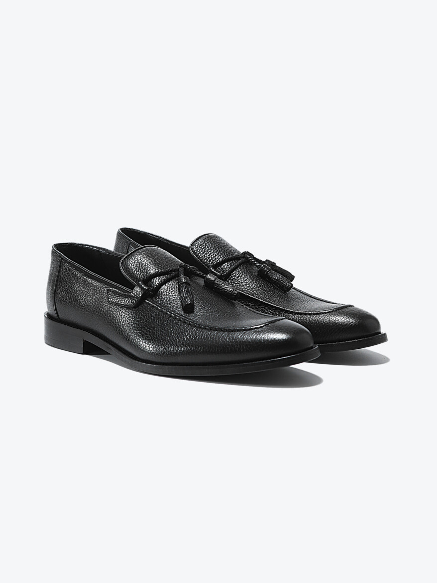 Black Leather Classical Loafer - 2