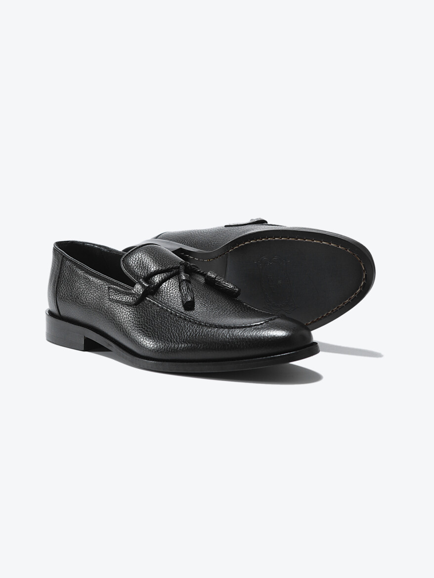 Black Leather Classical Loafer - 4