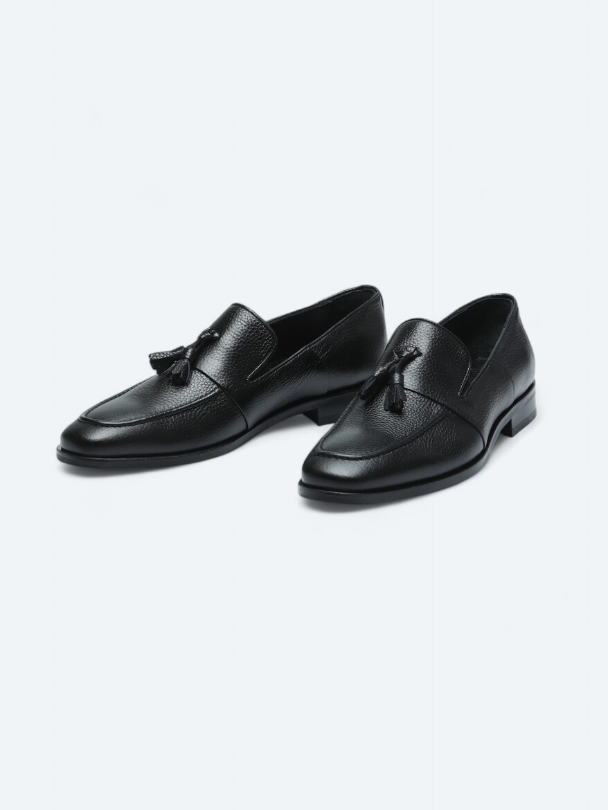 Black Leather Classical Loafer - 2